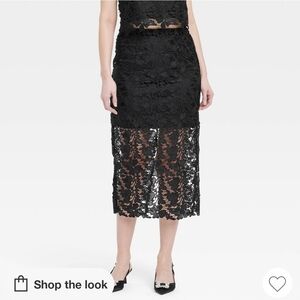 a new day Black Lace Pencil Skirt